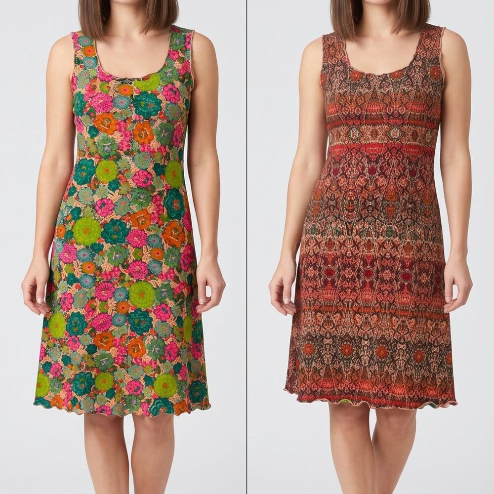 Haystacks Switchstacks Medium Reversible Sleeveless Dress Fit Flare Skater